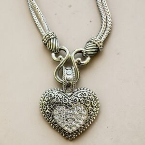 Heart and crystal silver tone necklace by Lia Sophia